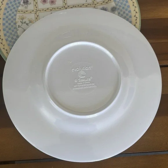 Sakura Evolution Blue Checks Flowers Debbie Mumm  8.5" Melamine Salad Plates (6) - Picture 4 of 6